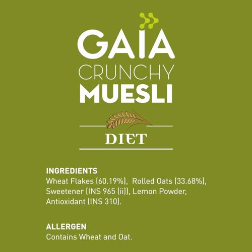Image of Gaia Crunchy Diet Muesli 400g Box - Low-Calorie, Protein Rich, High-Fiber Muesli Cereal Serves as a Healthy and Nutritious Breakfast Option with Zero Added Sugar.
