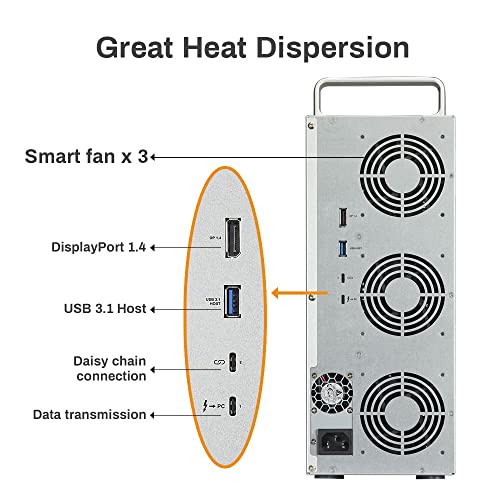 Image of Terramaster D8-332 Thunderbolt 3 Storage - Compact Professional-Grade 8-Bay Tower Thunderbolt3 Hardware RAID Enclosure - RAID 0 /1 /5 /10 /JBOD Support - External Hard Drive Storage