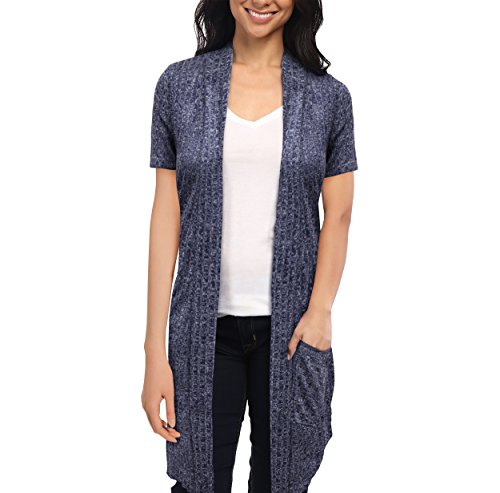Hybrid & Company Womens Casual Short Sleeve Open Front Drape Cardigan3