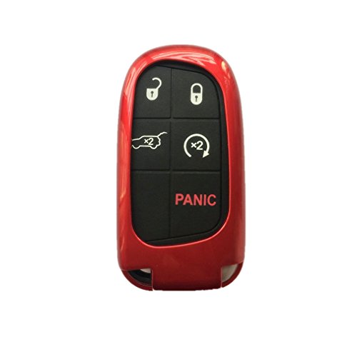 WFMJ Red Paint Remote Key Case Cover Fob for Dodge Challenger Charger Dart Durango Journey Grand Cherokee Keyless Key Bag Fob