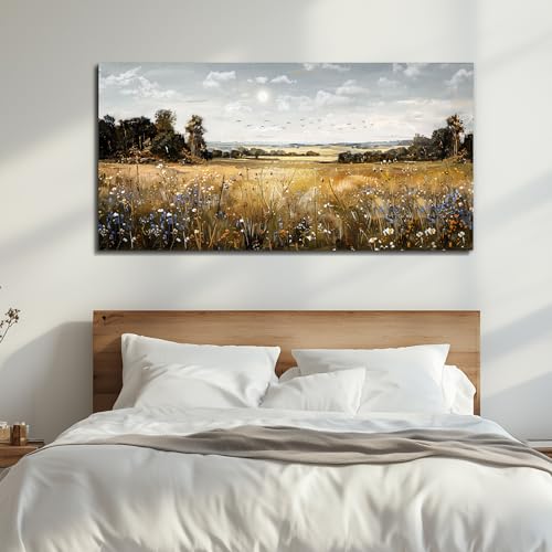 KELIYUAN Canvas Wall Art For Living Room Farmhouse Wall Decor For Bedroom Office Decorations Field Scenery Wall Painting Countryside Pictures Artwork Modern Ready To Hang Home Decor 30"X60"