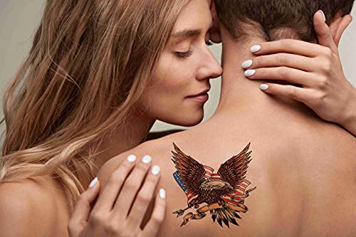 Dopetattoo 6 Sheets Temporary Tattoos Eagle America Flag Tattoo Usa 4Th Julytemporary Tattoo Neck Arm Chest #TOP2