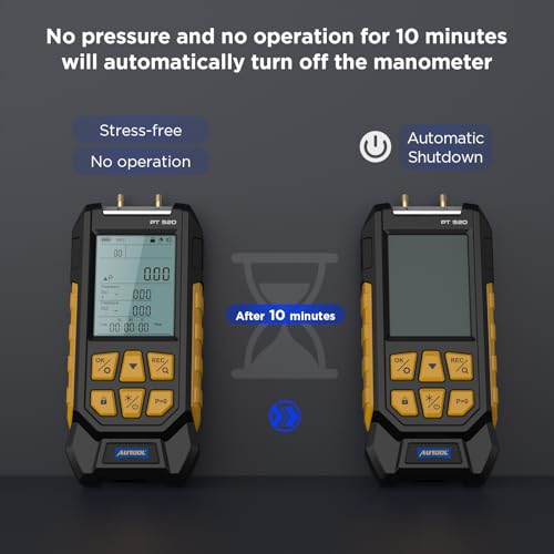 Autool PT520 Manometer Gas Pressure Tester,Digital Manometer Hvac,11 Units Differential Dual Port Pressure Gauge -100 To 200Kpa,Data Zeroing thumb #6