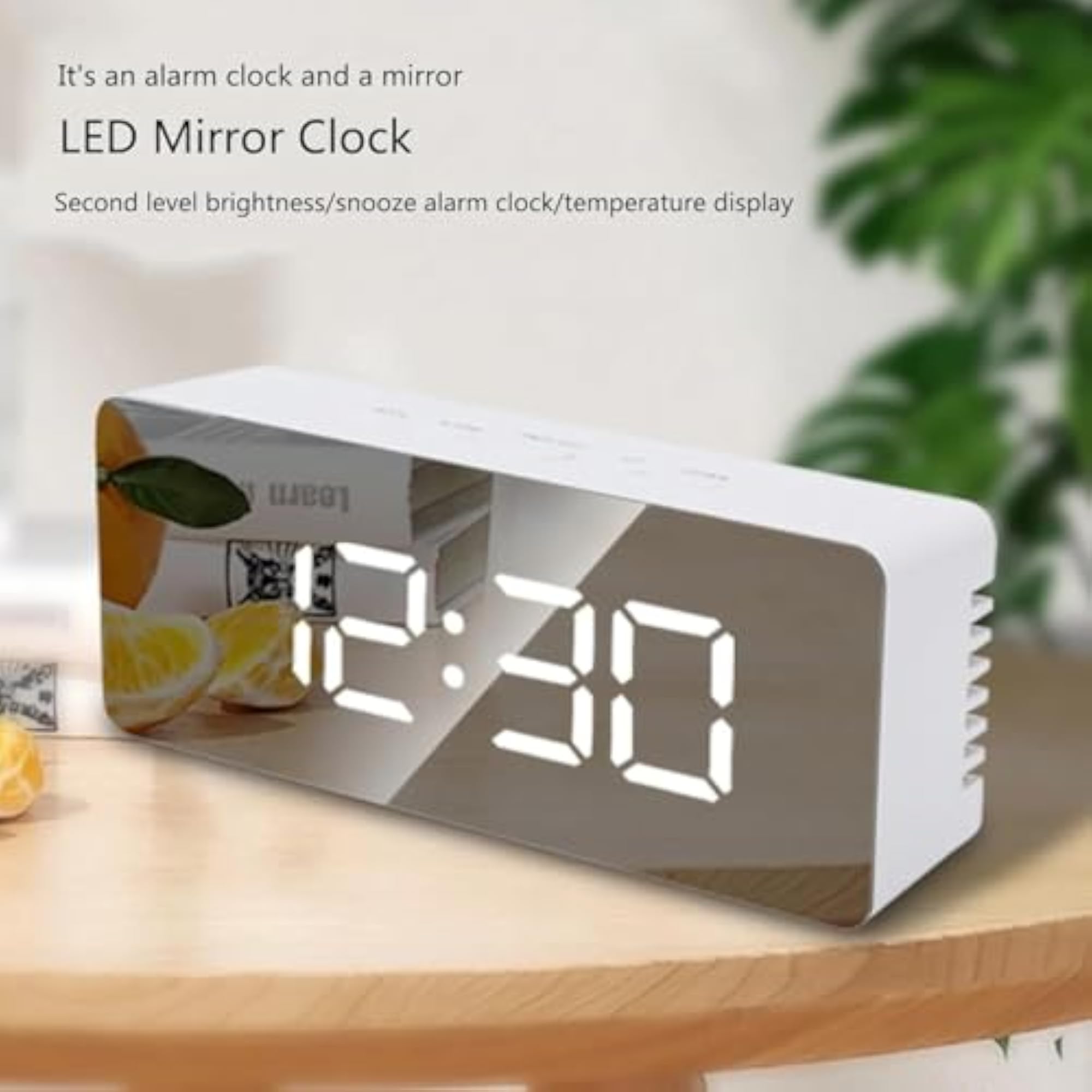 Digital Mirror Alarm Clock with Temperature & Date Display