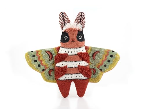 Image of Kiriki Press DIY Embroidery Doll Kit - Skill Level 3 - Beginner to Advanced Embroidery Kits for Adults Teens (3 Skill Levels) Animal Embroidery Kit - Screen Printed Pattern (Moth - Level 3)