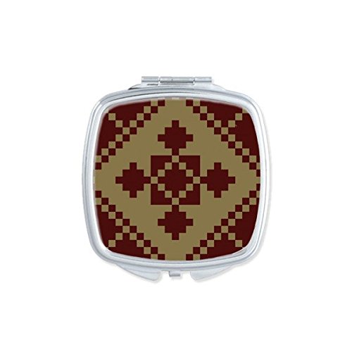 Miroir de poche carré imprimé croix marron idéal pour le sac à main et les voyages