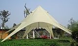 beduinenzelt garten Dieses Event-Zelt besteht aus Polyester und ist wasserdicht. Das XL-Sternzelt hat einen Durchmesser von 14 Metern und eine überdachte Fläche von 40 m². Die Nahtstellen des Unterstands sind doppelt vernäht und besonders reißfest.