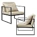 Produktbild [en.casa] Esszimmersessel mit Rückenkissen im 2er-Set Lehnstuhl Relaxsessel Esszimmer Stuhl Sessel Polstersessel Eisengestell 70x60x60cm Sandfarben