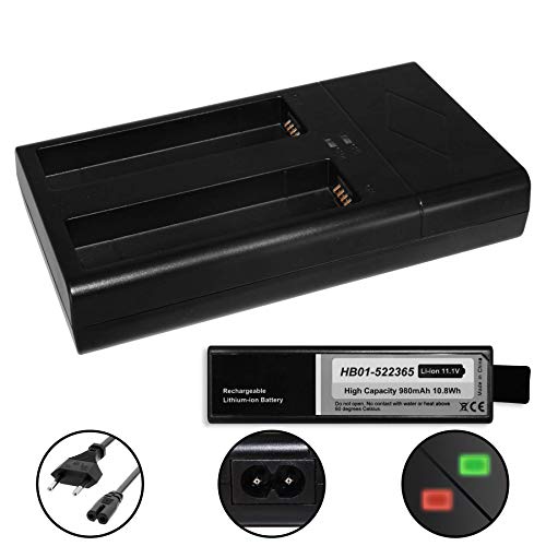 Batería (980mAh) + Cargador Doble Compatible con HB01-522365 para dji Osmo (Pro, Raw, Plus, Mobile) - Zenmuse X3, X5(R) [Li-Ion - 11.1V - Infochip]