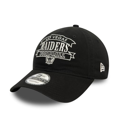 New Era Las Vegas Raiders Casquette 9Twenty Football Américain Fermeture réglable Couronne Non structurée Logo de l'équipe Chapeau Noir