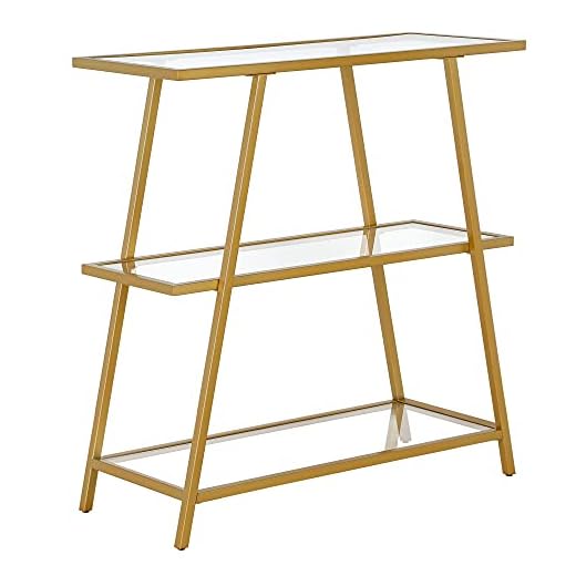 Yair 36'' Tall Rectangular Bookcase in Brass