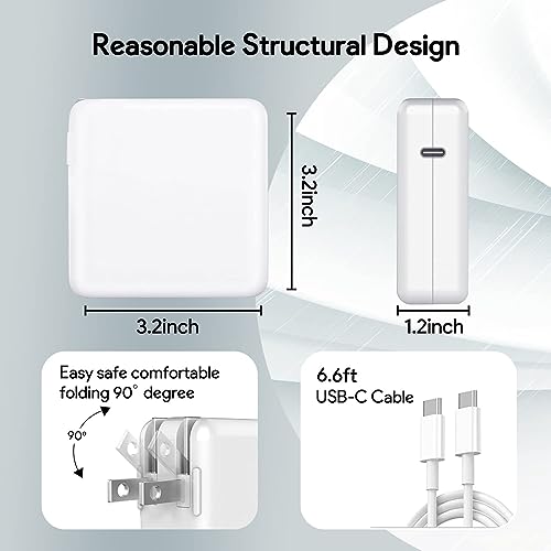 Image of Mac Book Pro Charger - 96W USB C Fast Charger Power Adapter Compatible with New MacBook Air 13 Inch & MacBook Pro 16, 15, 14, 13 Inch 2021 2020 2019 2018, 6.6ft USB C to C Charge Cable