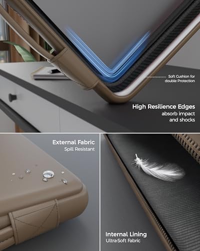 Image of FEDUS ORO Premium Vegan Leather Laptop Sleeve Bag Case 13.3 inch, Shockproof Office Laptop Cover Pouch Carrying Bag with Accessory Pocket & Handle for MacBook, HP, Dell, Lenovo, Asus for Men & Women