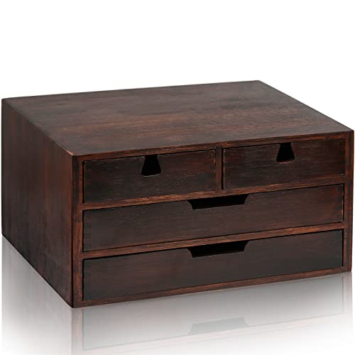 Deayou DE-DESKORGANIZERBAMBOO-WALC-3L4D Bamboo Desk Organizer, Bamboo Storage Cabinet Box With 4 Drawer thumb #3