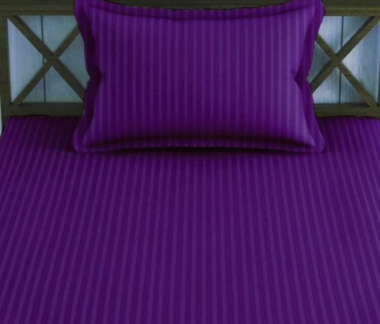 Image of Prime Collection 250 TC Combo Pack of 2 Single Sized (90x60) Satin Striped Bedsheet with 2 Pillow Cover Long Lasting Single Bedsheet for Hotel, Hospital and Home Use