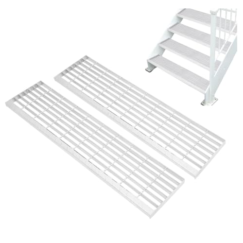 Dziwenul 2PCS Steel Bar Grating Stair Treads, Twisted Bars Stair Stringer