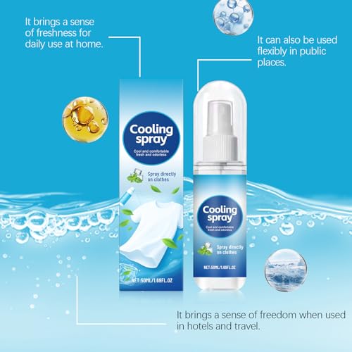 Spray de niebla corporal refrescante, líquido refrescante de ropa, fórmula de enfriamiento instantáneo no grasosa, tamaño compacto de viaje de 50 ml, seguro para la piel, acción rápida para la playa - imagen 8