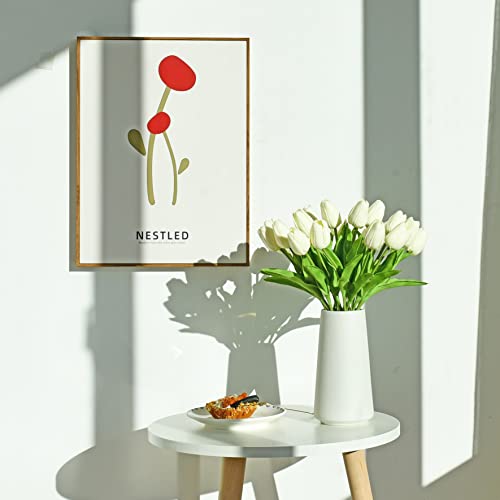 Image of ONLY ART Artificial Cream Tulips 20 Pcs - 13.5 Inch PU Faux Flowers with Bendable Stems for Home Decor, Wedding Centerpieces, DIY Floral Arrangements, New Year and Valentine's Day
