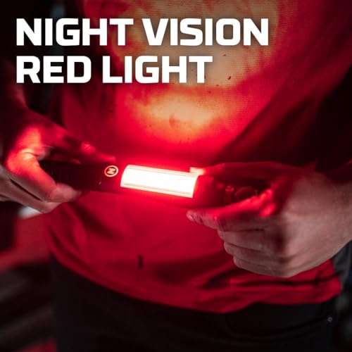 NEBO Big Larry 3 Work Light | Alkaline Batteries Included, 600 Lumens, 7 Light Modes, Magnetic COB Task Lamp & LED Flashlight, Steel Pocket Clip, Hands-Free Use, Water Resistant