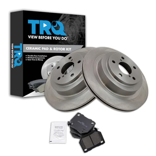 Image of TRQ Rear Brake Pad and Rotor Set Ceramic Compatible with 2006-2007 Subaru Impreza