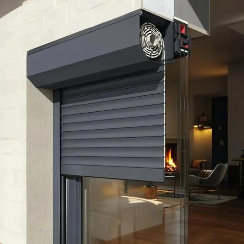 Storm Windows Shutters Retractable Screen for Garage Patio Roll Down Exterior Motorized (Gray)