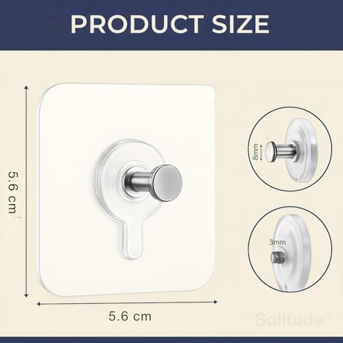 Image of Solitude 10 Pieces Self Adhesive Photo Frame Hangers | Nail Free Wall Hooks for Hanging Picture Frames, Wall Clocks, and Mirrors | Heavy Duty No Drilling Sticky Hooks for Home and Office