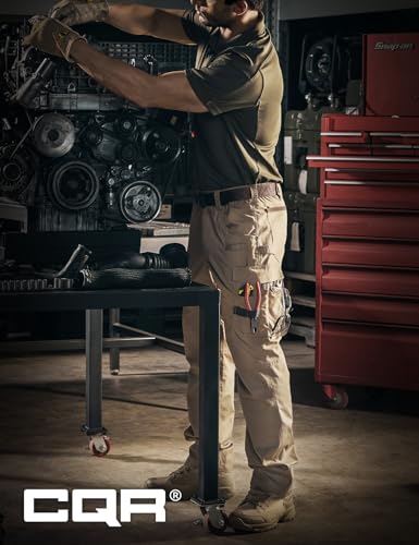 Image of CQR Men's Quick Dry Work Pants, Water Resistant Outdoor Tactical Pants, Lightweight Stretch Cargo Hiking Pants