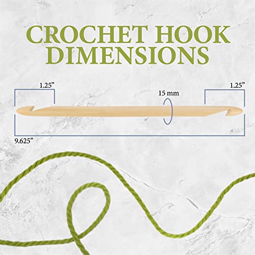 JubileeYarn Jumbo Double Ended Bamboo Tunisian Crochet Hook - US P (15mm), brown - Image 3