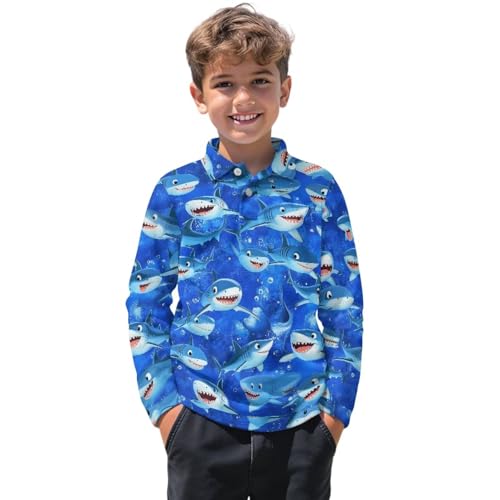 Boy Golf Outfits Size 3-16 Kids Fall 1/4 Button Collared Long Sleeve Shirts Novelty Tennis Performance Tops2