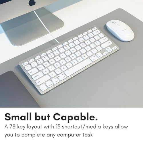 Macally Small USB C Keyboard - Plug & Play Compatible Wired Apple Keyboard for Mac mini, MacBook Pro/Air, iMac, iPad, Windows, Chromebook with USBC Port - Compact & Mini USB Type C - Silver