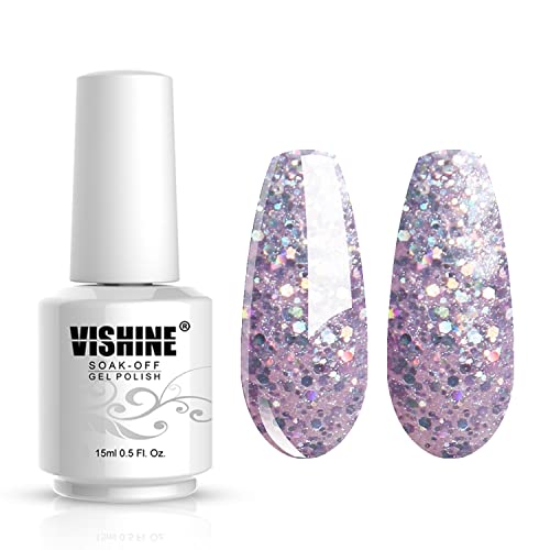 Vishine Soak-off Gel Polish Lacquer Nail Art UV LED Manicure Varnish 15ml Glitter Thistle(352)