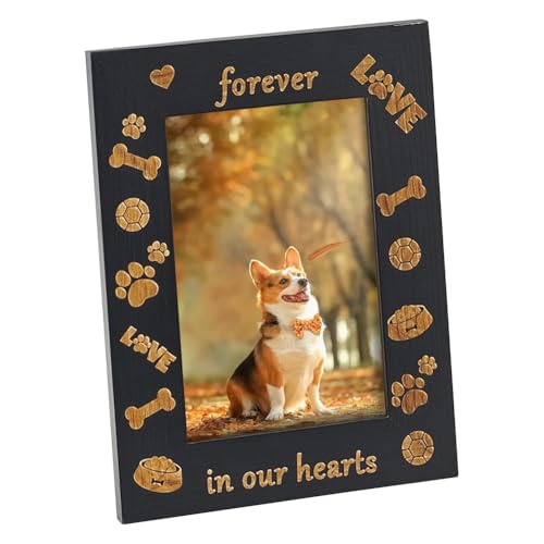 FINGERINSPIRE Bilderrahmen Zum Gedenken An Hunde 15x20cm Für Immer In Unseren Herzen Rahmen Zum Gedenken An Hunde Rechteckiger Bilderrahmen Aus Holz Mit Kunststoff Rahmen Für Verstorbene Hunde