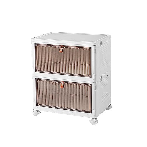 COZYSWAN Caja de Almacenamiento a Prueba de Polvo, Mesa de Noche de plástico sobre Ruedas, Organizador para Sala de Estar, Dormitorio, Pasillo, Oficina Cubos de almacenaje (2 pisos)