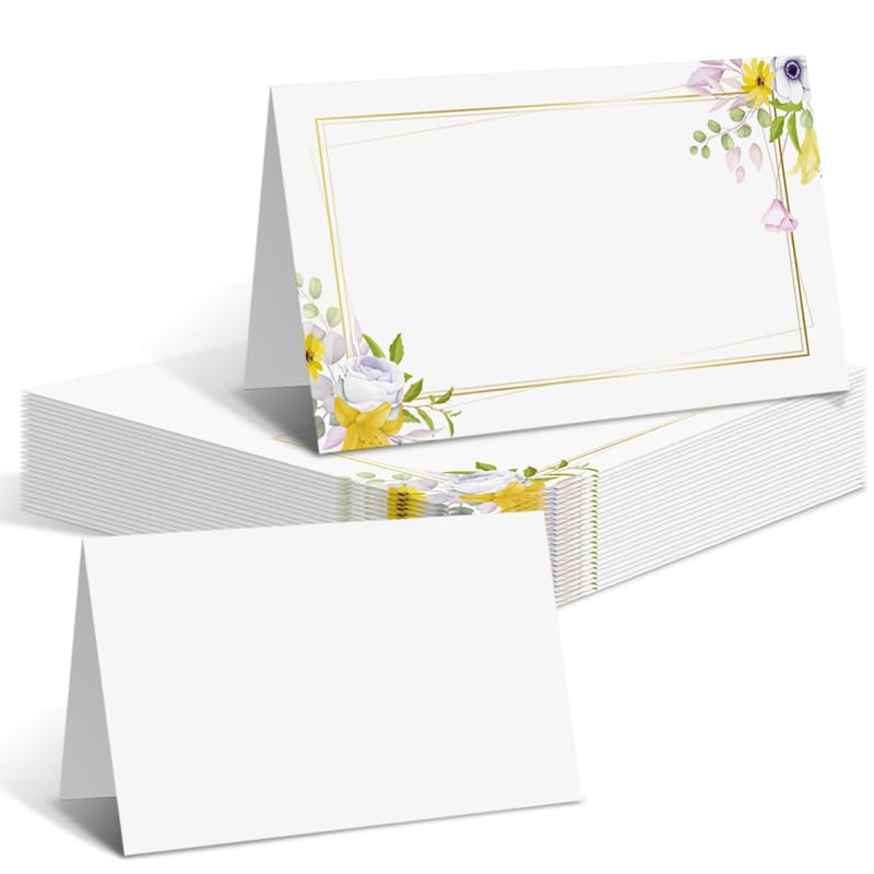 Azlanway Lot de 50 marque-places pliables en forme de fleurs pour mariage, anniversaire, baptême, communion, célébration, Nouvel An, anniversaire,...