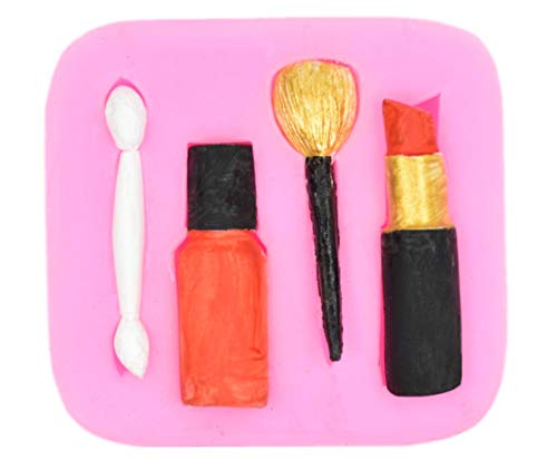 Women Makeup Cosmetic Lipstick Shape Silicone Fondant Mold Eyebrow Blush Brush Shape Fondant Chocolate Mold Silicone Cake Decoration Mold