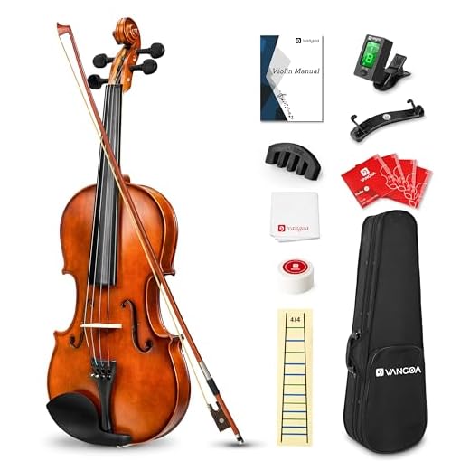 Vangoa 4/4 Violín de Concierto Tamaño Completo Violines Acústico con Funda de violín, Hombro, Colofonia y Cuerdas de violín para Principiantes, Adultos o Niños, Natural