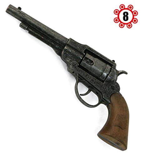 Preisvergleich Produktbild Revolver Navy Antik, Spielzeugrevolver, Kinderspielzeug, Karnevalszubehör, Kostümzubehör, Rollenspiele, Metall (8er-Ring Munition), ca. 22 cm, Cowboy, Wilder Westen