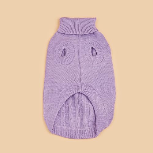 Image of Dog Sweater Soft Warm Turtleneck Knitted Clothes for Small Medium Large Pet | Comfy Wool Knit, Turtleneck & Classic Design, Easy on /off, Warm Winter Girls Boys Dogs Christmas Sweaters, Medium Purple, L