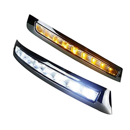 Amautolucky 2PCS DRL LED Daylight for Volvo XC90 2007 2008 2009 2010 2011 2012 2013 Daytime Running Lights with Yellow Turn Signal Light