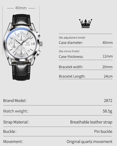 Image of OLEVS Men's Watches Brown Leather with Date,Casual Watches for Men,Large Face Watches Men,Chronograph Mens Watch,Sport Waterproof Business Dress Analog Quartz Men's Wrist Watches Reloj De Hombre