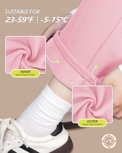 Womens Fleece Lined Wide Leg Sweatpants - Winter Warm Thermal Sweat Pants - image 3