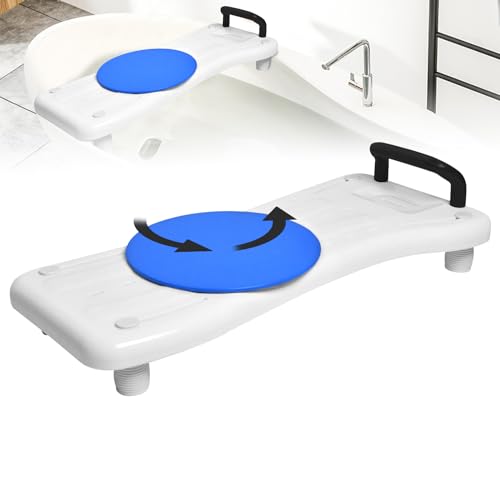 LZQ Planche de bain pour personnes âgées, avec plaque tournante à 360°, poignée noire et porte-savon, siège de baignoire réglable, pour adultes, charge maximale : 150 kg