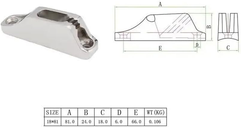 4PCS 316 Stainless Steel Clam Cam Cleats 81mm Marine Boat Sailing Rope Cleat Hardware Compatible with Most Boats and Sailboats