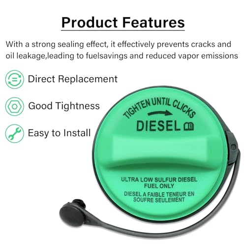 Image of Diesel Fuel Cap Gas Cap, Fit For 2008-2017 Ford F250 F350 F450 F550 Super Duty 6.4L 6.7L Diesel Engines, F-250 F-350 F-450 F-550 2008-2017, Replaces FC1068 8C3Z-9030-C Fuel Tank Filler Cap