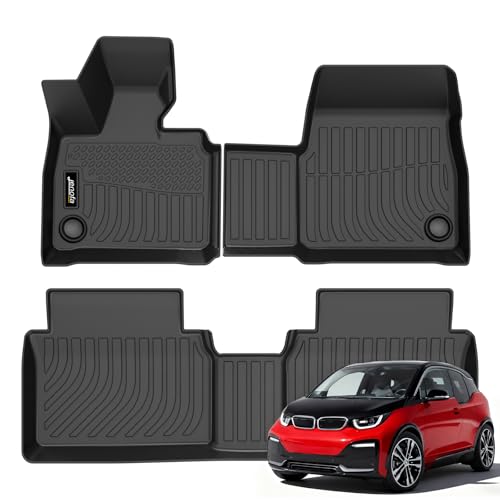 Jenofa-Car Floor Mats for BMW i3 2014-2021 All Weather Mats Automotive Floor Liner Custom Car Mat for BMW i3 Non-Slip Waterproof Durable Protector Floor Liner High Edge Protection Accessories