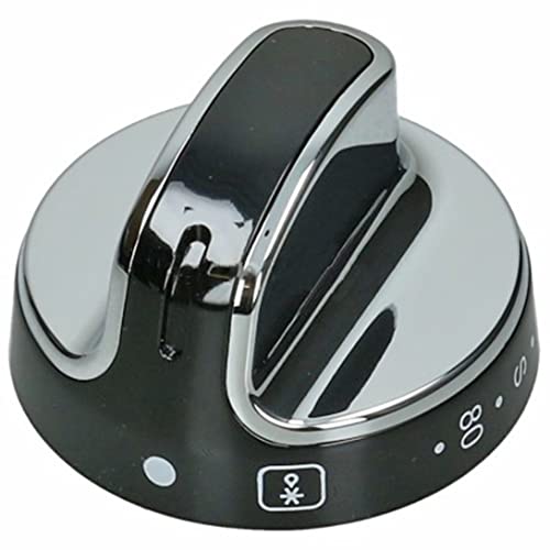 Spares2go Bouton de Réglage de Températures compatible avec New World Cuisinières et Fours (Noir/Argenté)