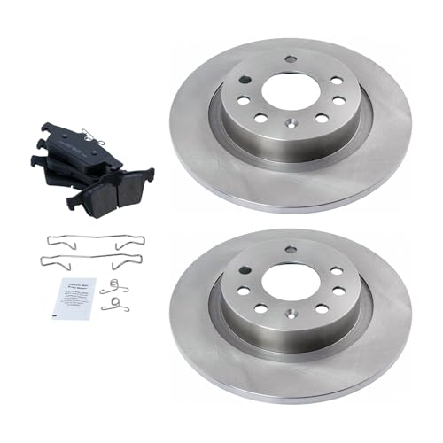 Image of TRQ Rear Brake Pad and Rotor Set Ceramic Solid Rotors