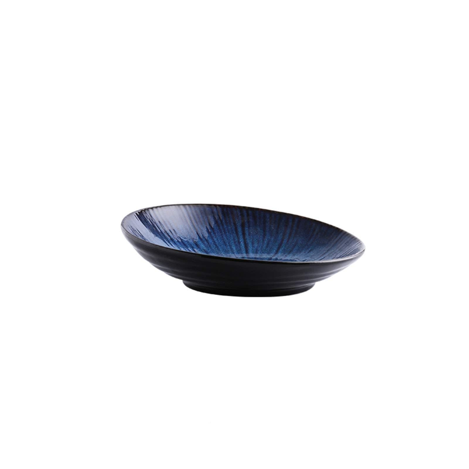 Liudan Speiseteller Nordic Glaze Blaue Farbe Keramik Geschirr Home Flache Platte Tiefe Steak Dish Frühstück Abendteller Großer Schleife Essteller (Color : N)