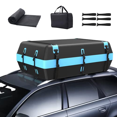 Box da Tetto Auto 595L Impermeabile Borsa da Tetto 21 Piedi Cubici Pieghevole Borsa Portapacchi Tetto Universale Adatto a Tutti i Veicoli con/senza Portapacchi Auto con Tappetino Antiscivolo + 6 Ganci