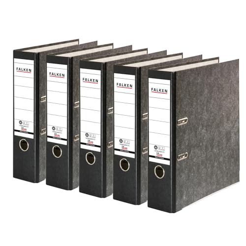 Falken - Archivador reciclado (5 unidades, 8 cm de ancho, DIN A4, lomo negro, con anillas, archivador de papel), diseño de ángel azul
